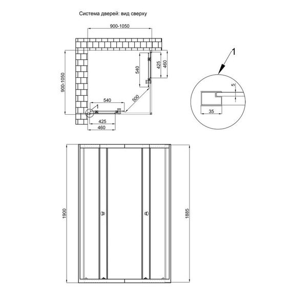 Душова кабіна Qtap Pisces BLA109-11SC5 90-105x90-105 см, скло Clear 5 мм без піддону | Зображення 2