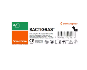 Бактіграс Bactigras, 5 см x 5 см, пов'язка з хлоргексидином, 1 шт