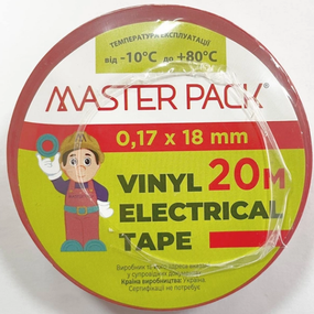 Ізоляційна стрічка 18мм*20м 170мкм червона Master Pack