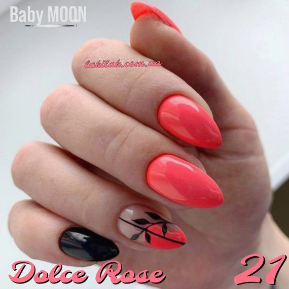 Гель-лак BABY MOON Dolce Rose №21 яркий огненно-розовый, 6 мл