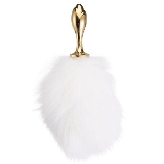 Металева анальна пробка Крихітний хвіст LOCKINK SEVANDA White Bunny-Tail Anal Rose-shape Plug Sex Aura | Зображення 5