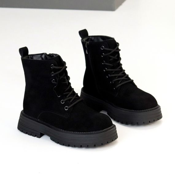 Повсякденні чорні зимові черевики берці натуральна замша доступна ціна | Зображення 2