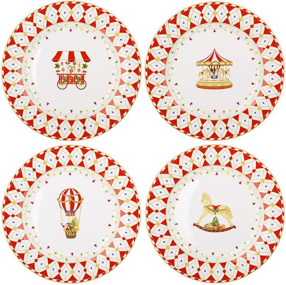 Набір 4 десертні тарілки "Зимова Казка" Ø19см, порцеляна