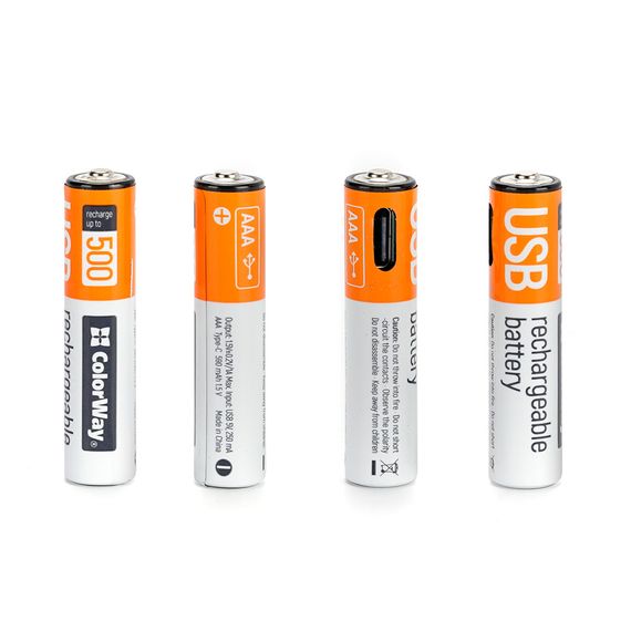 Акумулятор ColorWay AAА USB-С 590 mAh 1.5V (2шт) (Li-Polymer) (CW-UBAAA-09) | Зображення 2