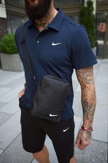 Комплект чоловічий Nike: поло синє + шорти чорні + барсетка чорна (1623403891) | Зображення 4