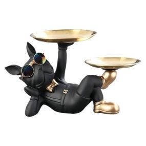 Статуэтка подставка для ключей и мелочей 33х20х19,5см Бульдог Черный