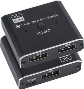DisplayPort світч двонаправлений Addap DPS-01 | активний розгалужувач + комутатор для відео та аудіо потоку, 8K/30Hz