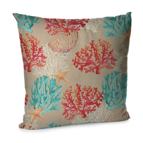 Подушка диванная с бархата Кораллы 45x45 см (45BP_SEA003)