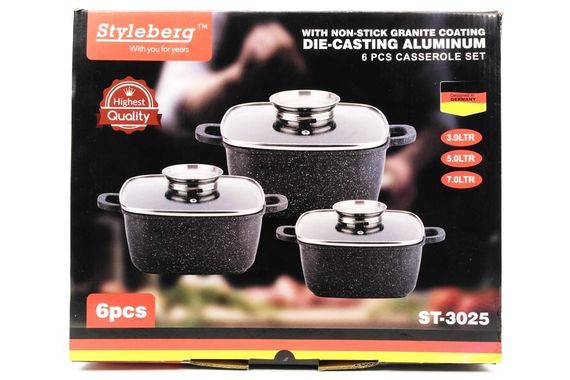 Набор кастрюль Styleberg ST-3025 6 предметов серый | Зображення 2