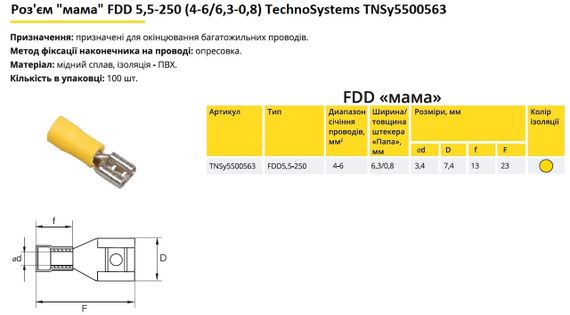 Роз'єм "мама" FDD5,5-250 (4-6/6,3-0,8) жовтий Ny95500563 | Зображення 1
