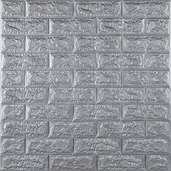 3D панель самоклеюча 700х770х7мм цегла Срібло (017-7) SW-00000059