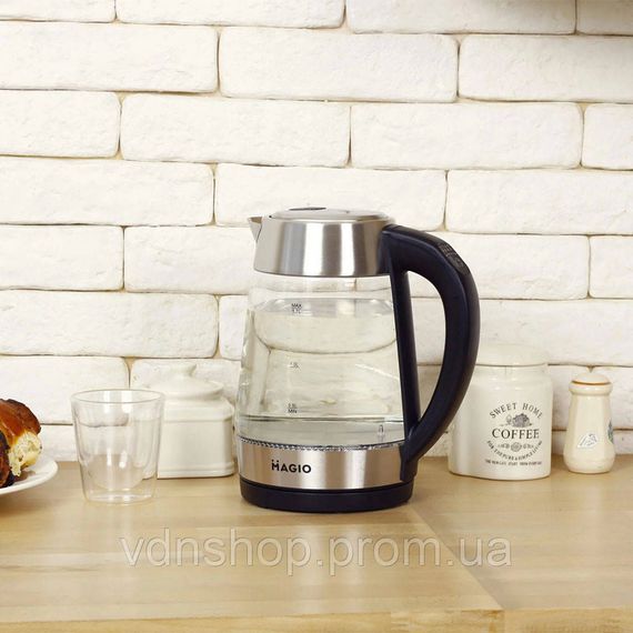 Надійний електрочайник MAGIO MG-499 2000 Вт 1.7 л, Чайник скляний електричний, Стильний електрочайник TB-94 | Зображення 7