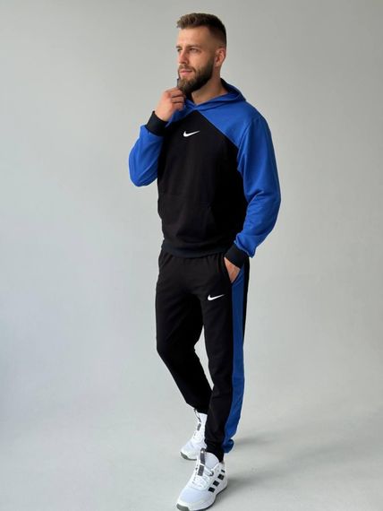 Чоловічий спортивний костюм Nike чорний з синіми вставками | Зображення 1