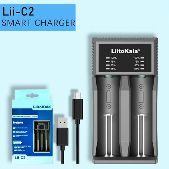 Универсальная зарядка для аккумуляторов LiitoKala Lii-C2, 2x21700, 26650, 18350, 16340, 18500 | Зображення 7