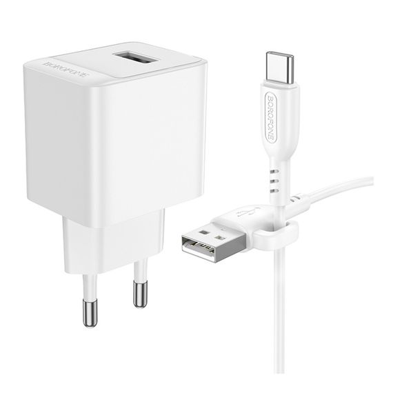 Мережевий зарядний пристрій Borofone BAS11A 1USB 2.1 A+USB to Type-C | Зображення 5