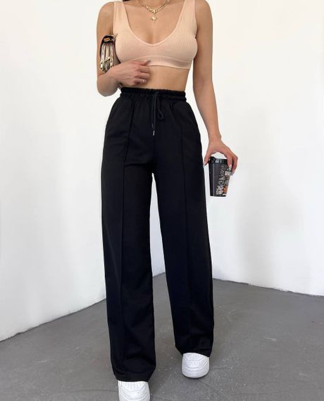 Женские широкие штаны палаццо со стрелками BF1284 цвет черный, размер 44/46