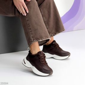 Комбинированные зимние прогулочные шоколадные кроссовки