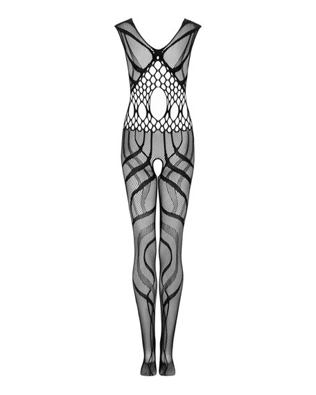 Сітчастий бодістокінг з вирізами та малюнком Obsessive Bodystocking G328 S/M/L, чорний, комбінезон | Зображення 5
