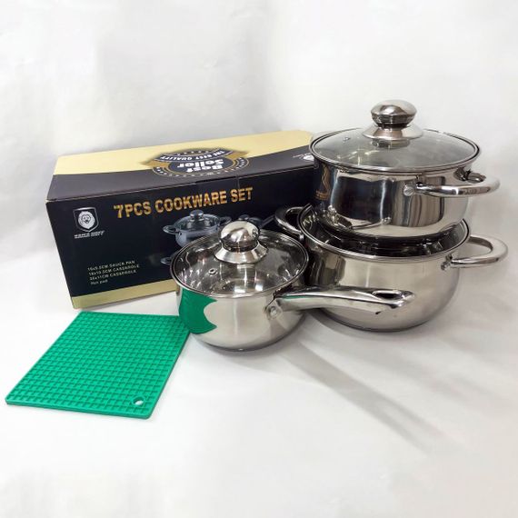 Набір каструль 7 предметів LB-1927B-7 із нержавіючої сталі зі GE-497 скляною кришкою | Зображення 2