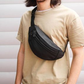 Чоловіча барсетка на пояс, Бананка чорна, Сумка бананка DV-970 на груди