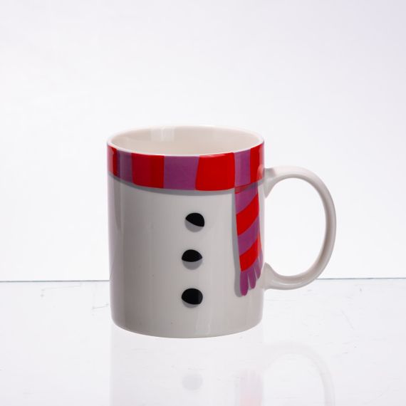 Набір порцелянова чашка з піалою Snowman 350 (мл) чашка на подарунок новорічна для чаю та кави CR-1-49 | Зображення 4