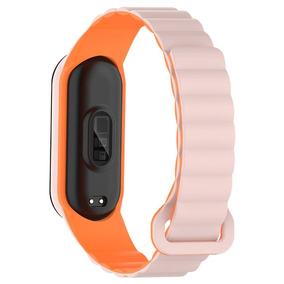 Ремінець Dual-color Magnetic для Xiaomi Mi Band 7/6/5/4/3 Light Pink / Orange | Зображення 1