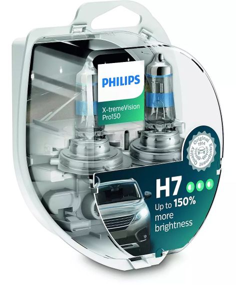 Комплект галогеновых ламп PHILIPS 12972XVPS2 H7 55W 12V X-tremeVision Pro150 +150%