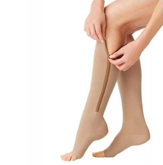 Компресійні гольфи Zip Sox, шкарпетки від варикозу Бежеві | Зображення 1