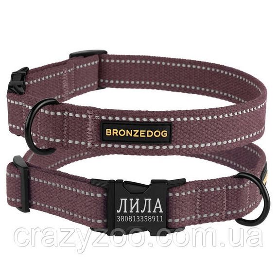 Нашийник для собак BronzeDog Сotton брезент чері 2х25-33 см 46/1503Б/T | Зображення 2