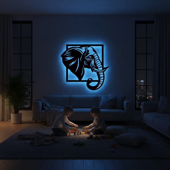 Панно декоративне картина на стіну Слон LED підсвітка 475х500 acr-p000169 | Зображення 3