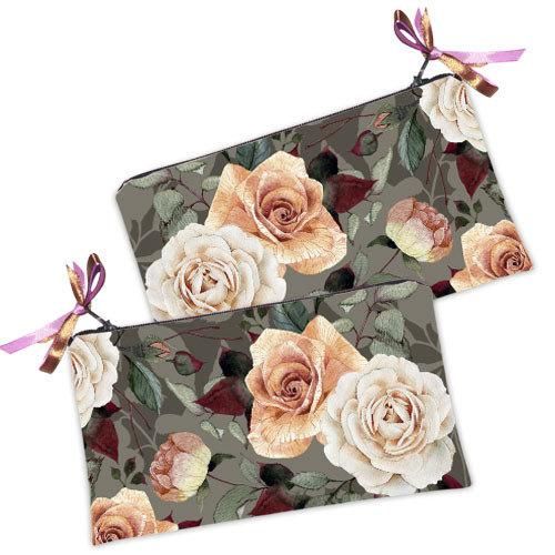 Косметичка жіноча Розы на сером фоне 20х12 см (K_FFL002)