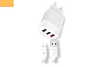 Мережевий зарядний пристрій блок живлення для телефону та планшета XPRO L72 QC3.0 + Lightning білий (MAW-41622)