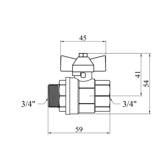 Кран кульовий Valves 3/4" ВЗ PN30 синій метелик | Зображення 1