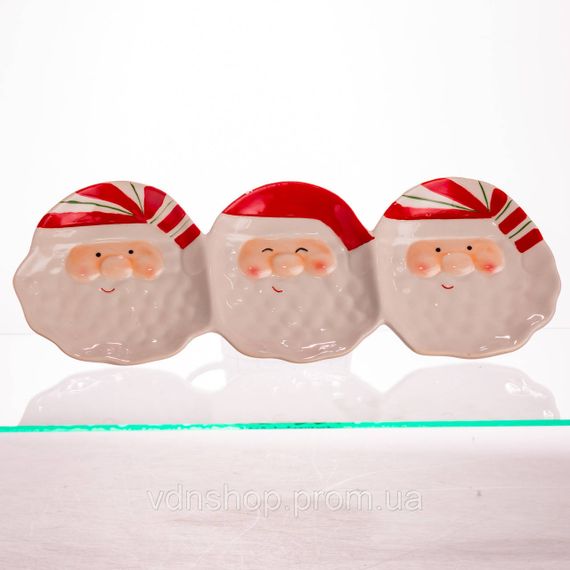 Блюдо сервірувальне новорічне для закусок Santa Claus 33.5×12.5 (см) з порцеляни CR-1-33