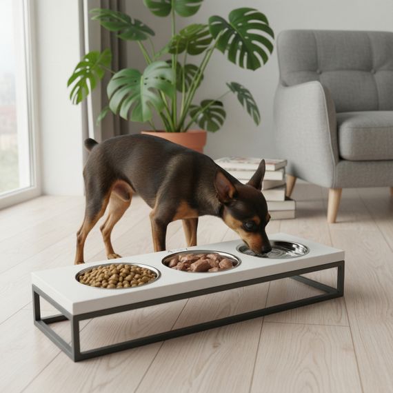 Миски на подставке для котов и маленьких собак Hollky Base Bar (3 × 0,45 л) Bar-54187-GRWH | Зображення 1