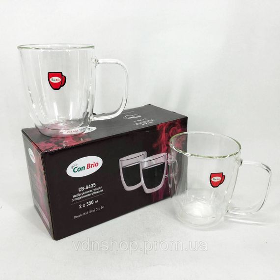 Подвійна склянка для кави Con Brio СВ-8435-2, 2шт, 350мл, Склянки з подвійним дном DS-23 | Зображення 2