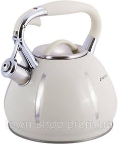 Чайник Kamille Marshmallow 3л из нержавеющей стали со свистком, бежевый KM-0691A-WH