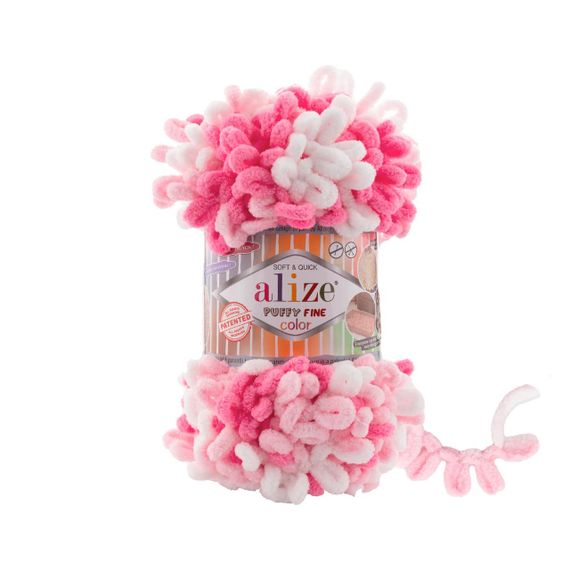 Пряжа Alize Puffy FINE Color 6383 фантазійна нитка плюшева