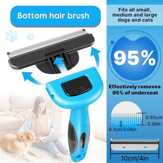 Щетка расческа Wismika для собак и кошек, подшерсток, 2в1, нержавейка, груминг, антиколтун, для шерсти | Зображення 1