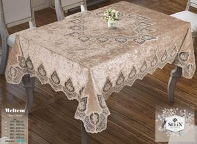Велюровая скатерть Selin Meltem 160х300 Бежевый