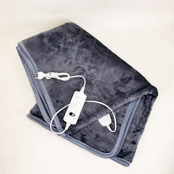 Електропростирадло односпальне 70х150 см тепле електро простирадло ковдру з підігрівом в клітинку з регулятором сірий | Зображення 2