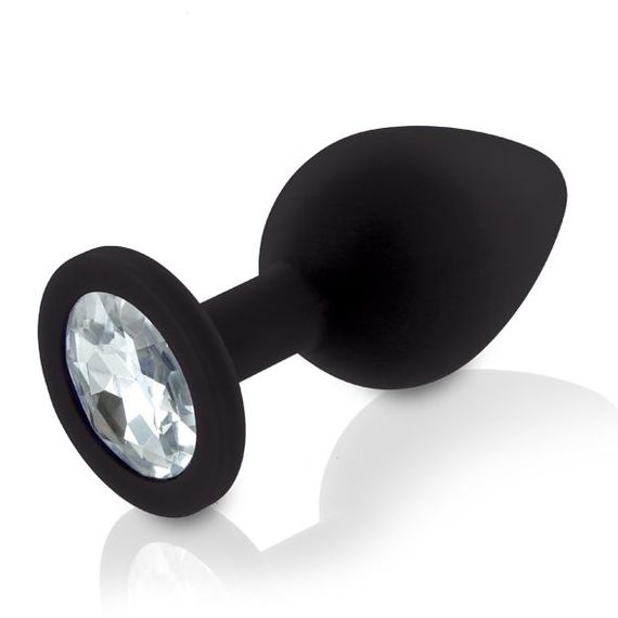 Набор силиконовых анальных пробок с кристаллом Rianne S: Booty Plug Set Black, диаметр 3,2см, 3,5см, 4,2см, Черный | Зображення 3