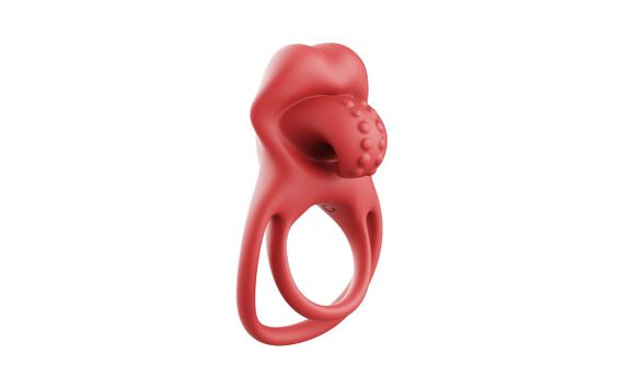 Ерекційне віброкільце - Dual Ring Tongue Vibe Red Sex Aura | Зображення 7