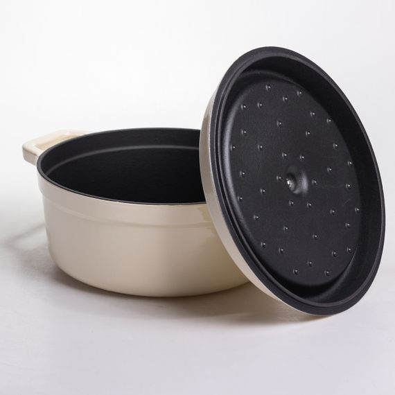 Кокотниця чавунна емальована 5,5 л, бежевий Yiwu HP-FLG-5 WHITE | Зображення 3