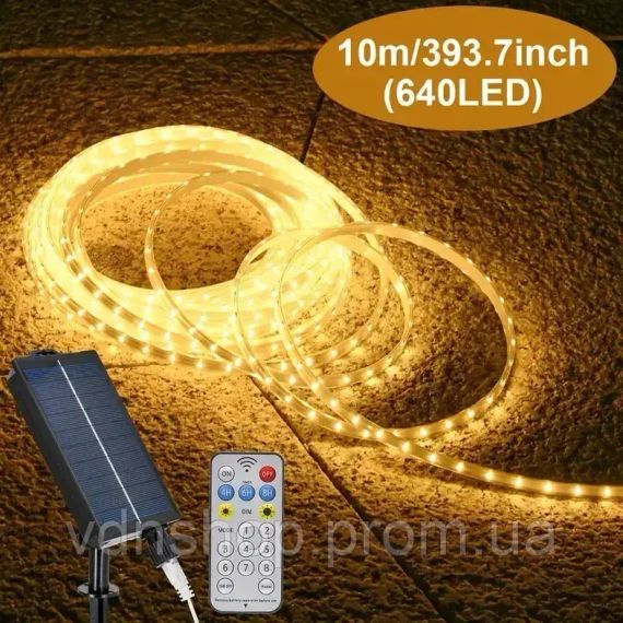 LED гирлянда с солнечной батареей 10 м (теплый белый свет) | Зображення 1