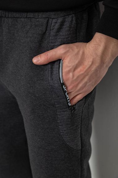 Спортивные штаны мужские на флисе, цвет серый, 244R6120 | Зображення 4