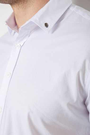 Рубашка мужская однотонная  -уценка, цвет белый, 214R830-U-2 | Зображення 4