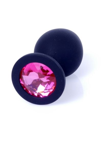 Анальна пробка - Jewellery Silicone Black Plug M Pink | Зображення 1
