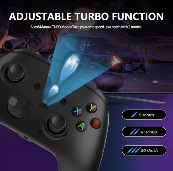 Бездротовий геймпад T-S102 Pro Bluetooth / 2.4G контролер з вібрацією, для Switch, PS3, Windows, Android, iOS, Steam - Black | Зображення 3
