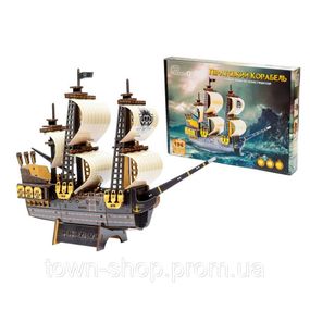 Деревянный 3D конструктор "Пиратский корабль" Puz-00928, 196 деталей